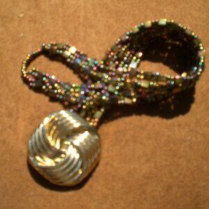 "Imagine" Big Button Cuff Cube Bead Bracelet